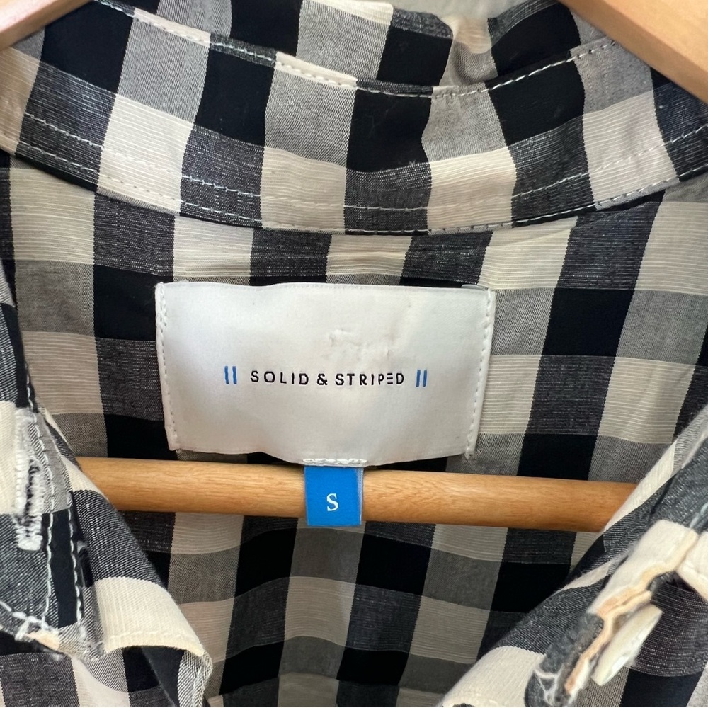 Solid & Striped Gingham Plaid Romper Button Front… - image 4